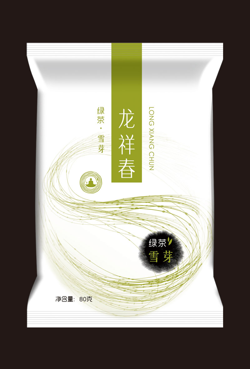 龍祥春綠茶茶葉包裝設計圖背面